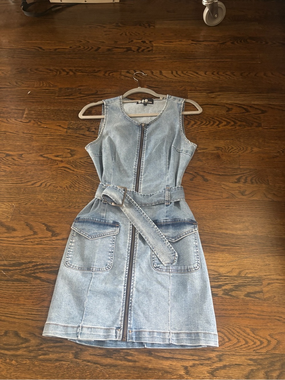 Rewash Light Blue Denim Mini Dress with Belt